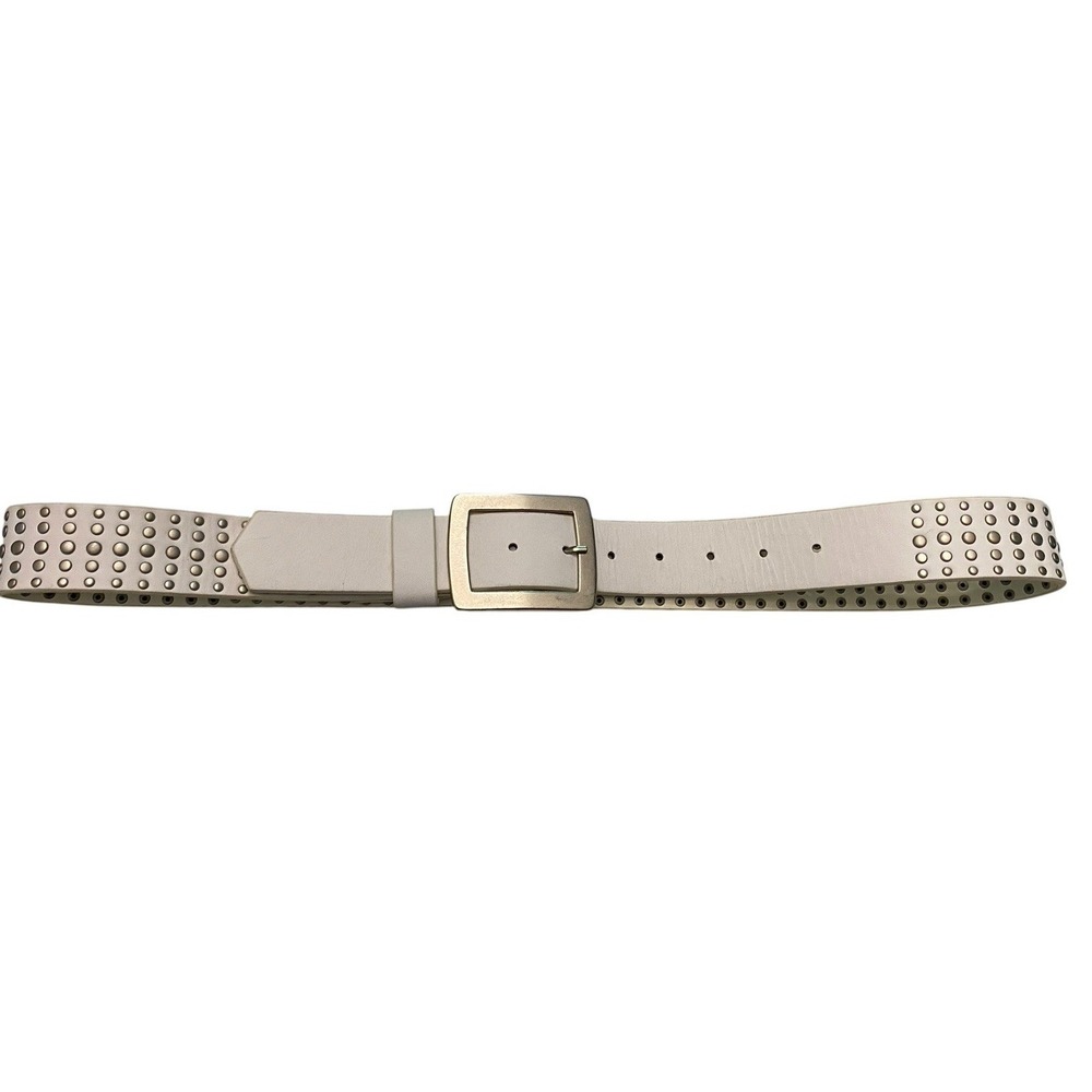 Burton Snowboards White Leather Belt Studded Grommet Y2K Skate Style Men's L